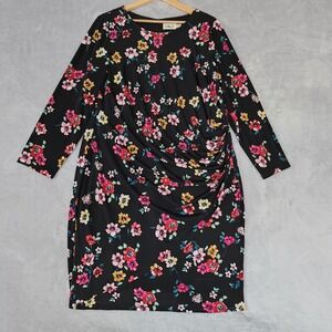 Eliza J Dress Womens Size 18W Floral Garden Party Drape Side Gather Stretch Knit